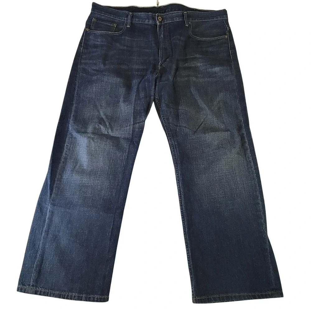 Levis Mens Straight Leg Dark Wash Denim Jeans Indigo Blue 38x31